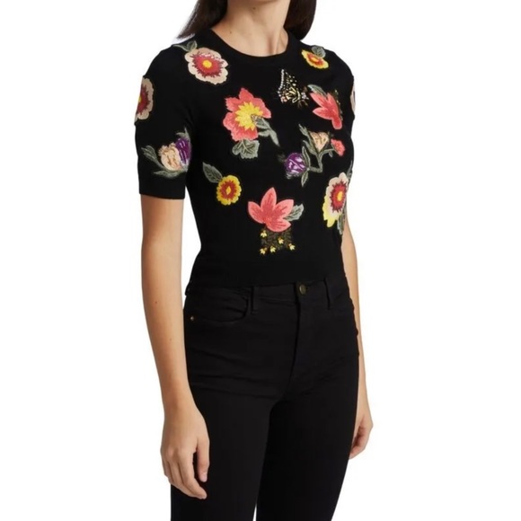 🎀SOLD🎀Alice + Olivia Ciara Floral Embellished Pullover Sweater - Picture 2 of 10